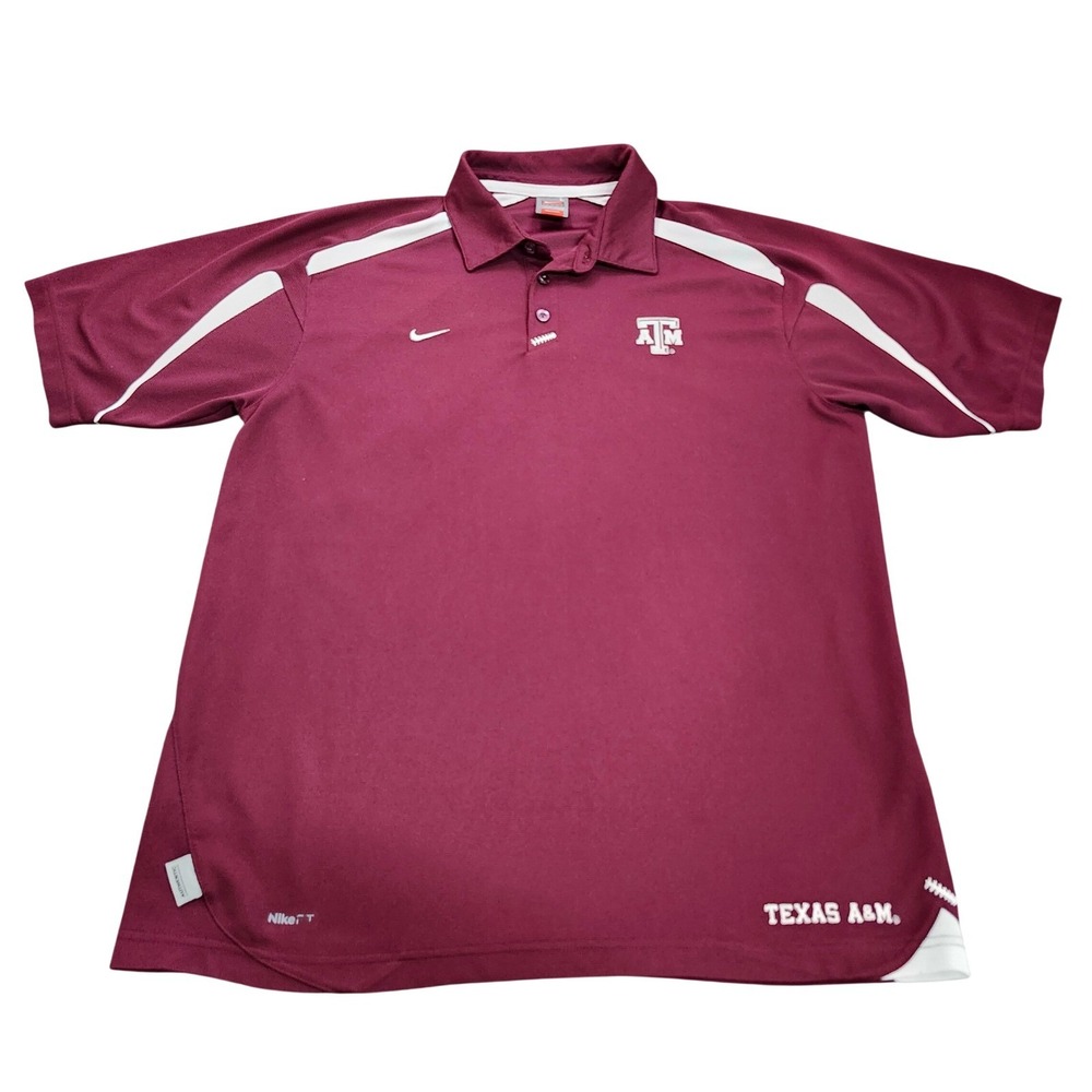TEXAS A&M NIKE MENS L MAROON NCAA FOOTBALL POLO SHIRT EUC